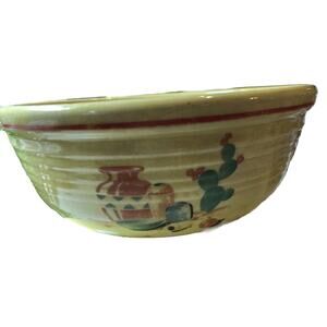 Vintage HTF Homer Laughlin Red Band Mexicana Desert Cactus Large bowl Fiesta